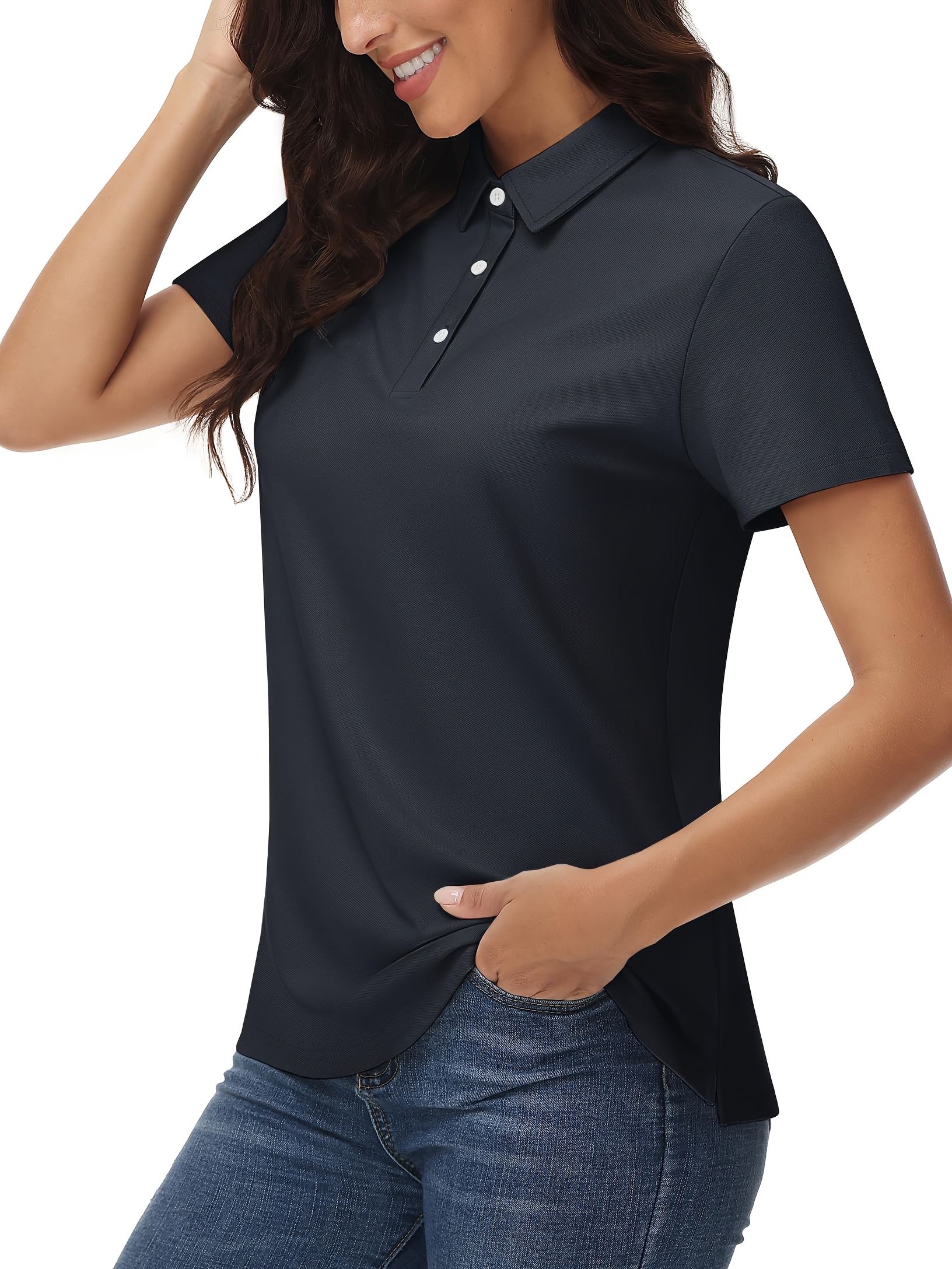 Women's Retro Slim Fit Cotton Shirt - 3-Button Collar,