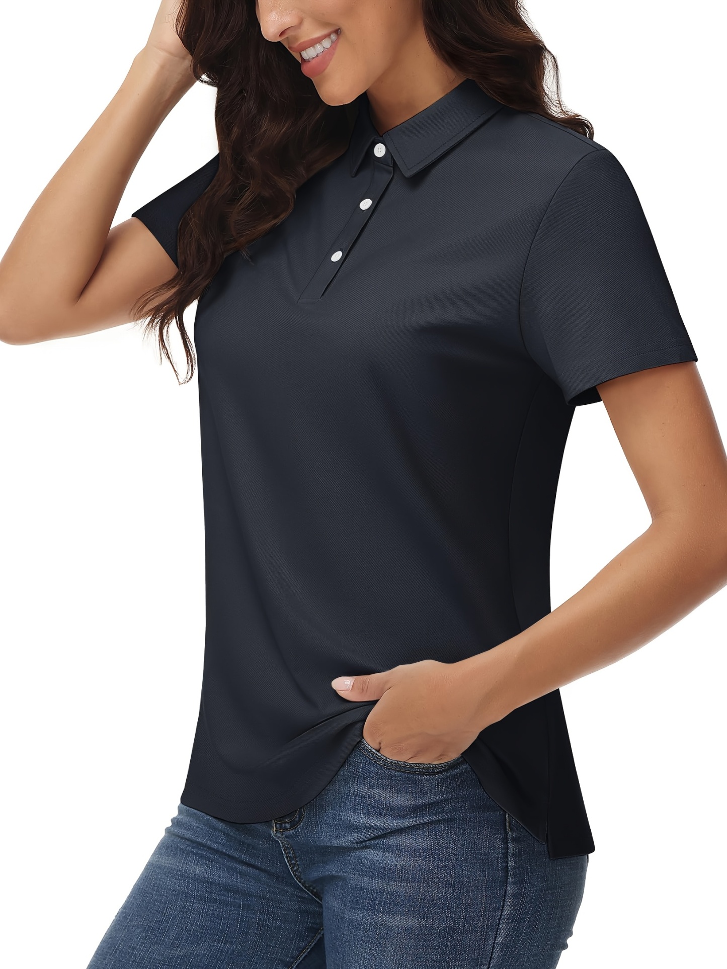 Women's Retro Slim Fit Cotton Shirt - 3-Button Collar