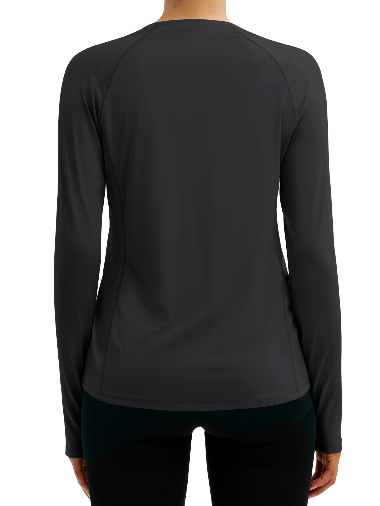 Women'S Long-sleeved Protection Shirts UPF 80+ Workout Top With Thumb Holes Crew Neck 