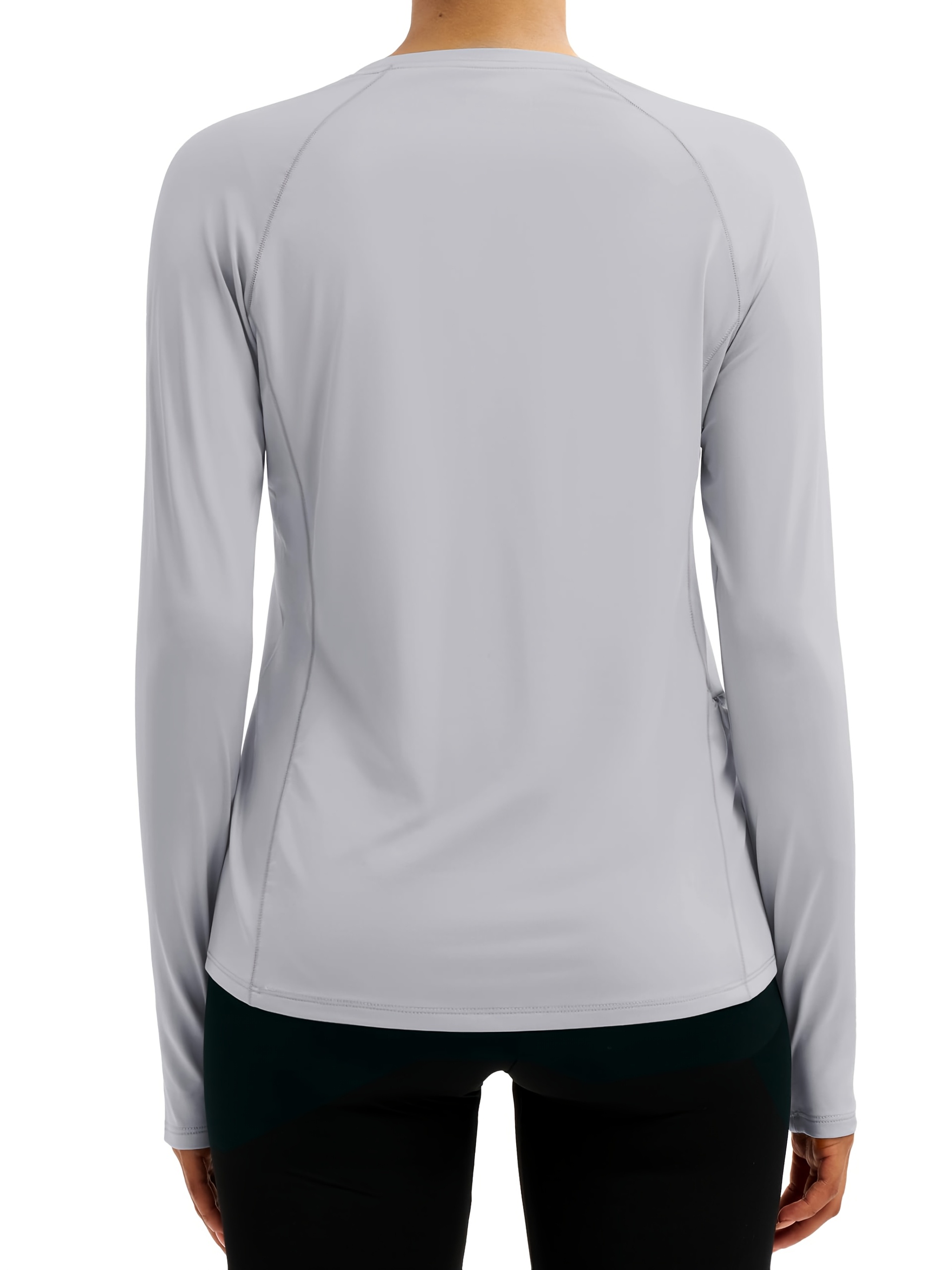 Women'S Long-sleeved Protection Shirts UPF 80+ Workout Top With Thumb Holes Crew Neck 