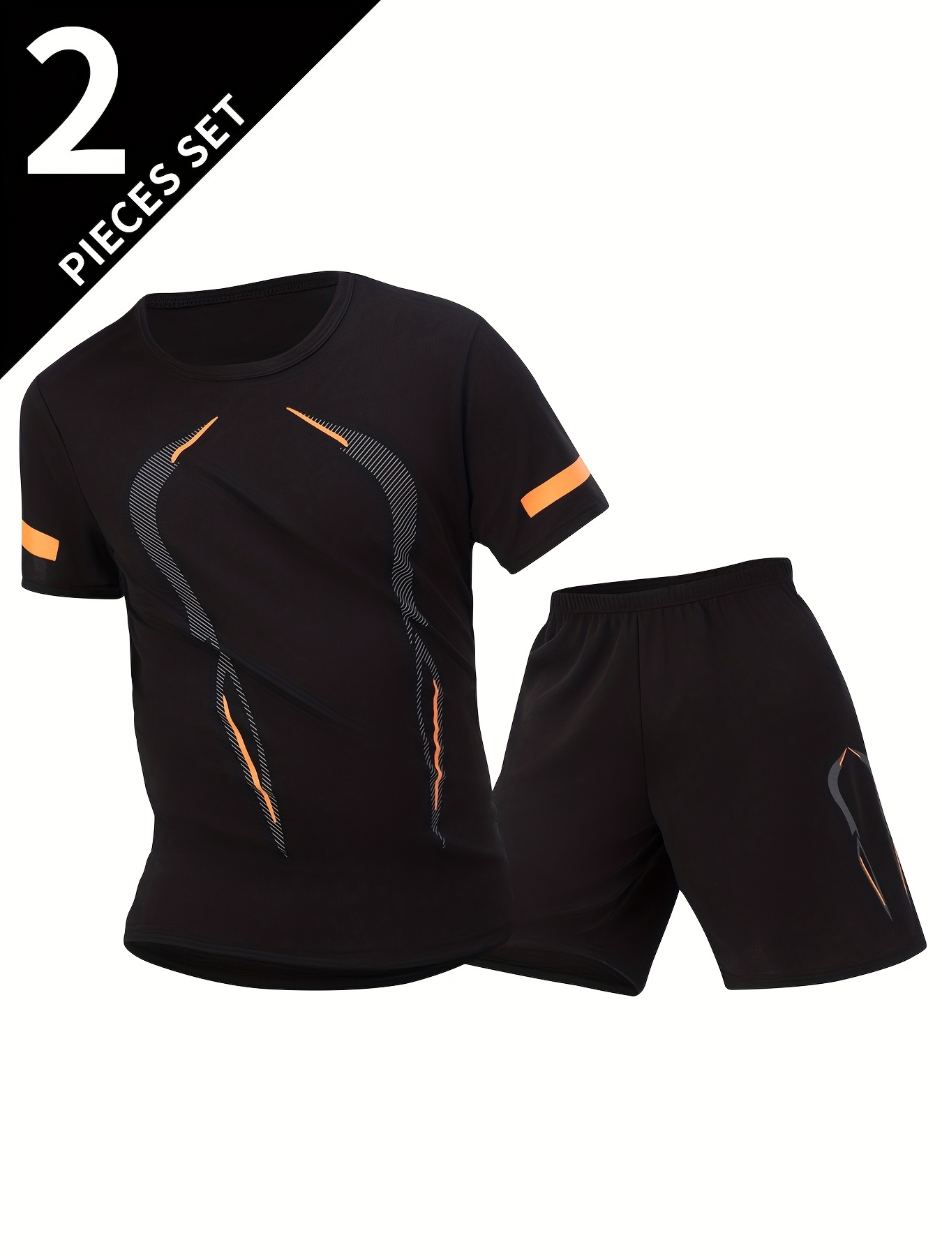 2-Pack Men' Summer Sports Short-Sleeved Suit 