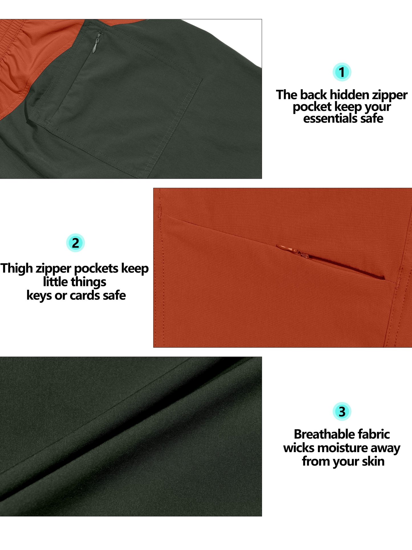 Men's Quick Dry 3/4 Pants Capri Shorts 