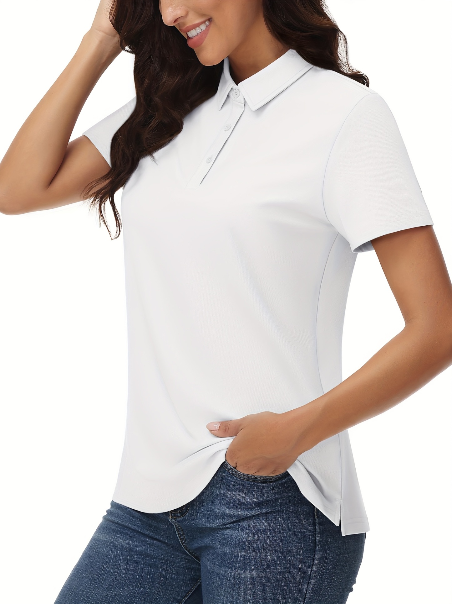 Women's Retro Slim Fit Cotton Shirt - 3-Button Collar,