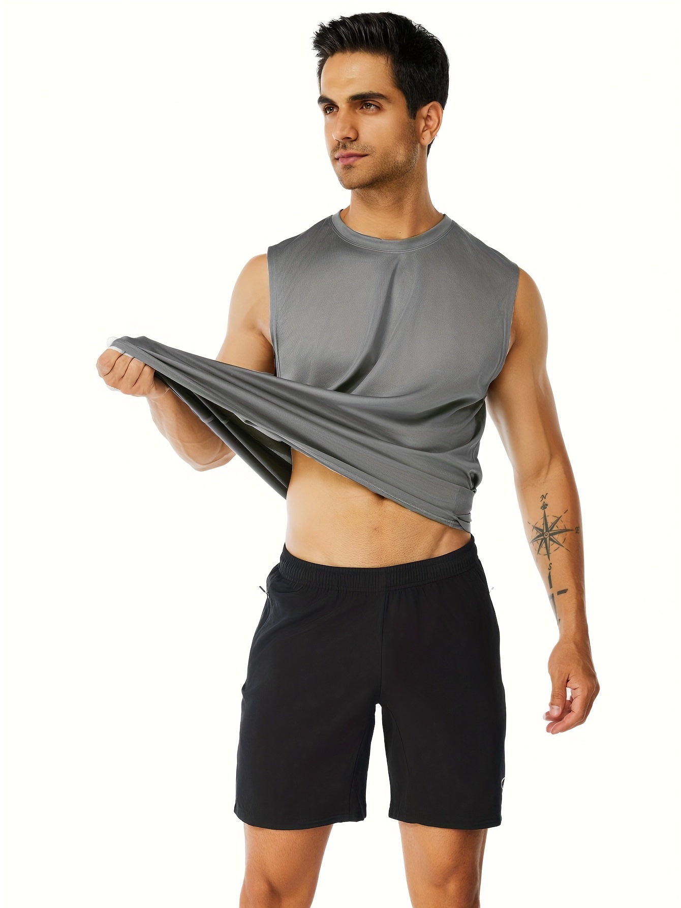 5pcs Men's Solid Quick-drying Breathable Lightweight Sleeveless Tank Top 