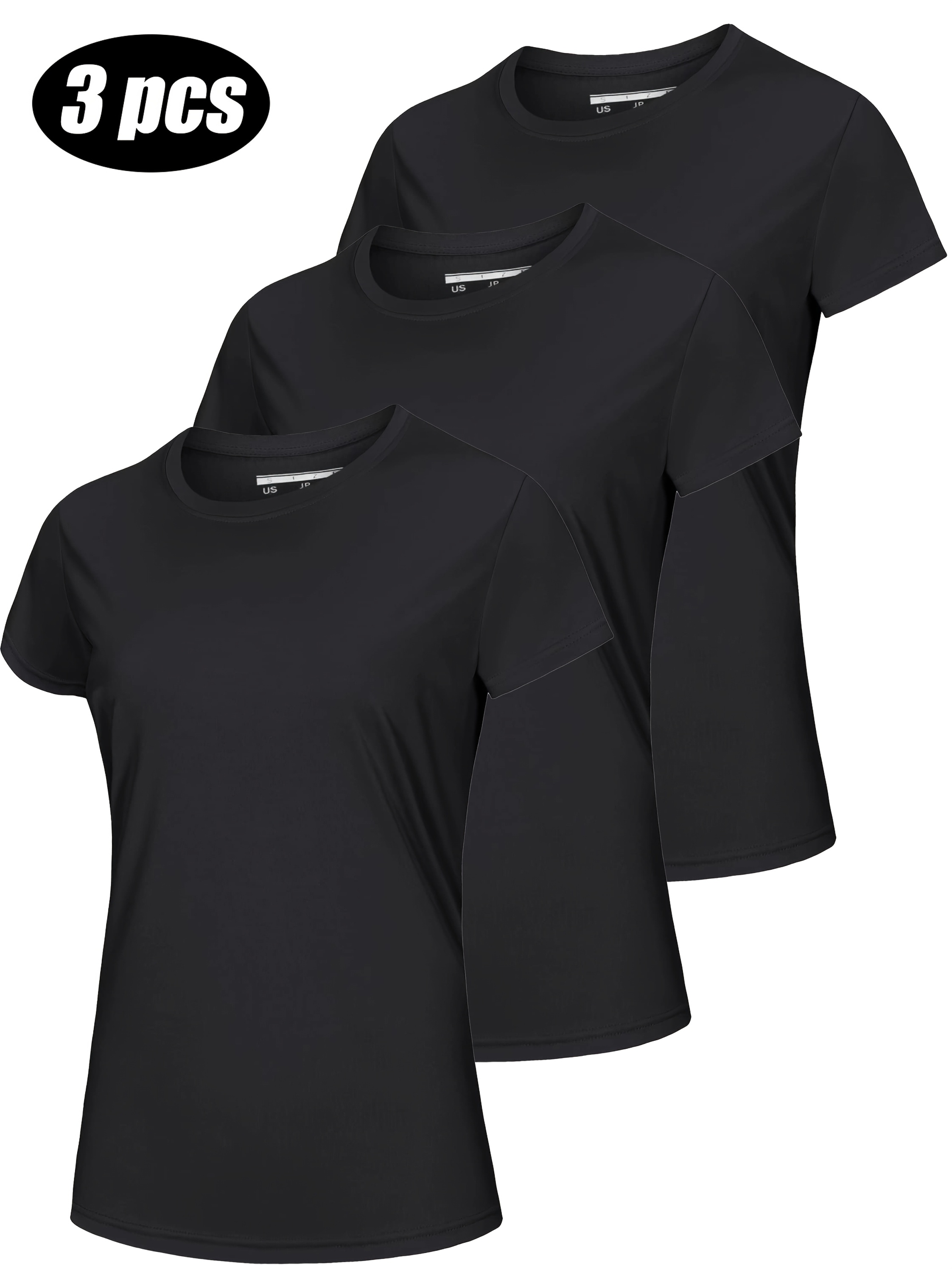 Women's Short Sleeve Round Neck T-Shirt 3-Piece Set 