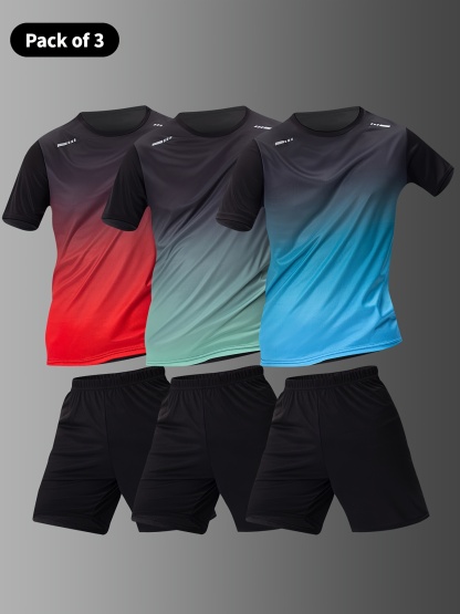 Set of 6 Men's Short-Sleeve And Shorts Sports Outfits