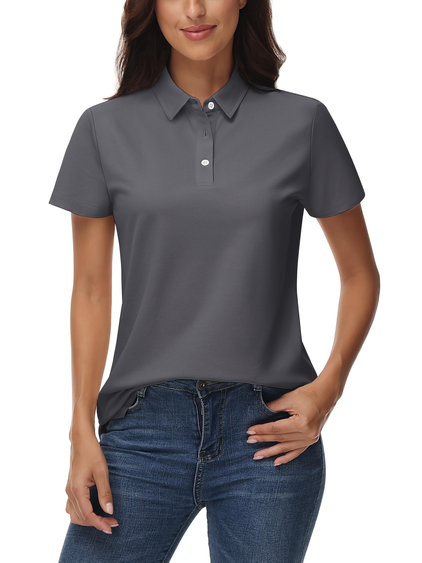 Women's Retro Slim Fit Cotton Shirt - 3-Button Collar,