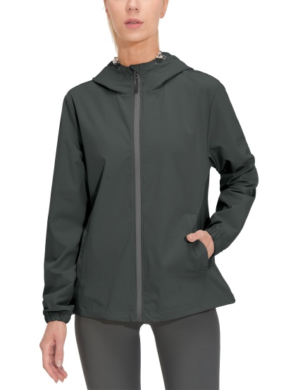 Women's Lightweight Running Windbreaker with Hood Windproof Stretch UPF50+ Jacket