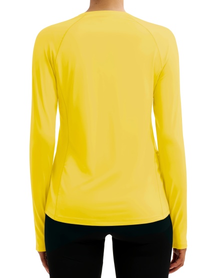 Women'S Long-sleeved Protection Shirts UPF 80+ Workout Top With Thumb Holes Crew Neck 