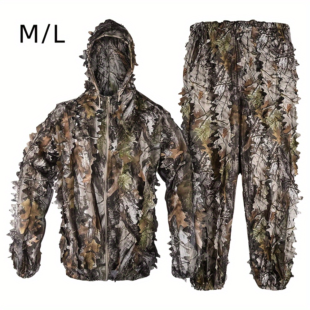 3D Leaf Camouflage Hunting Zippered Jacket & Pants