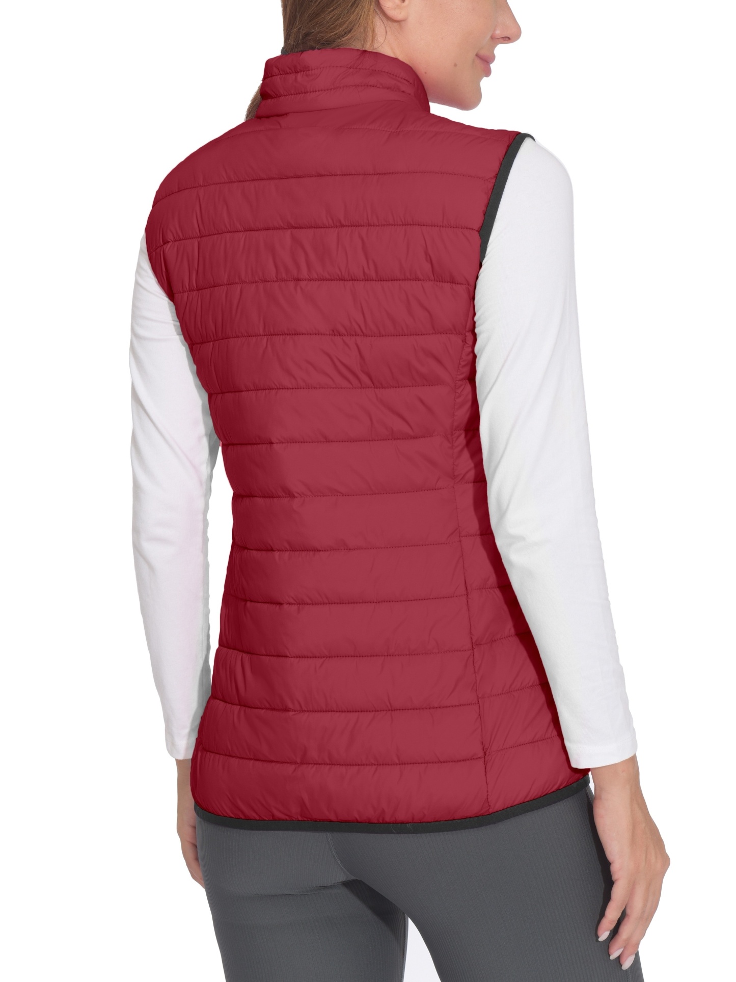 Women's Lightweight UFFE Vest - 100% Polyester Casual Outdoor Zipper Front Puffer Jacket, Machine Washable Solid Color for Hiking & Cold Weather, Hiking Vest| Round Neckline Top| Durable Zipper