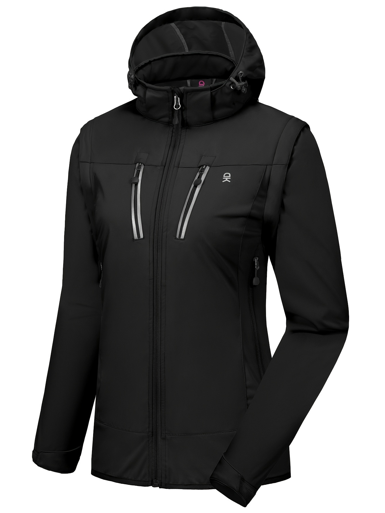 Women's Detachable Sleeve Softshell Hooded Jacket