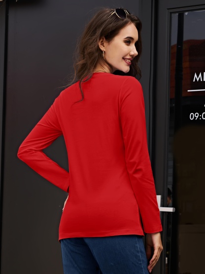 3-Pack Women's Pure Cotton Long Sleeve T-Shirt Round Neck