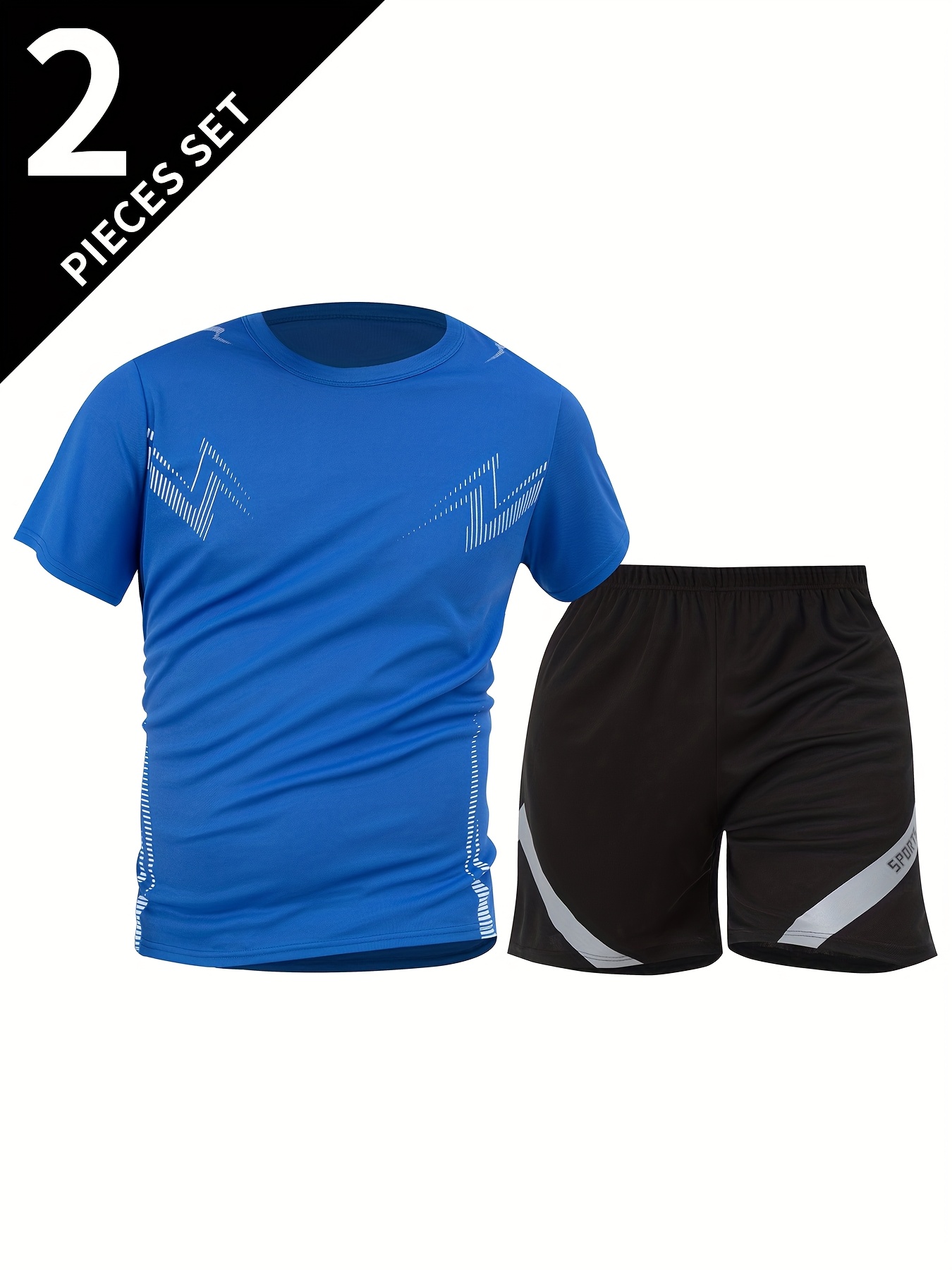 2pcs Suit Men's Short Sleeve Shorts Outdoor Fitness Breathable Quick-Dry Loose Running Outfit Set