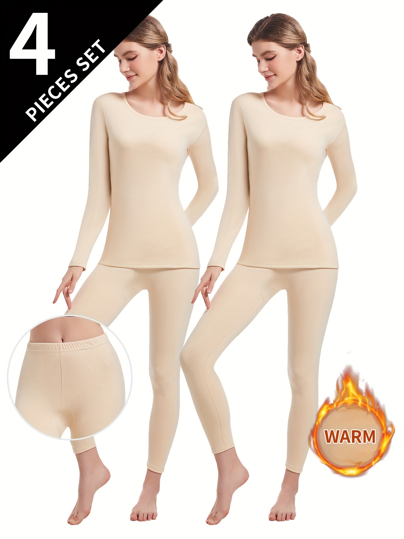 4pcs Women'S Warm Thermal Tight-Fitting Base Layer