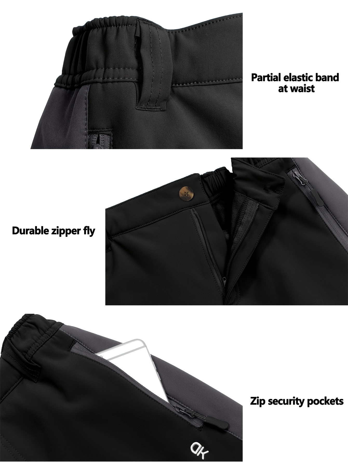 Men's Fleece Lined Softshell Hiking Pants