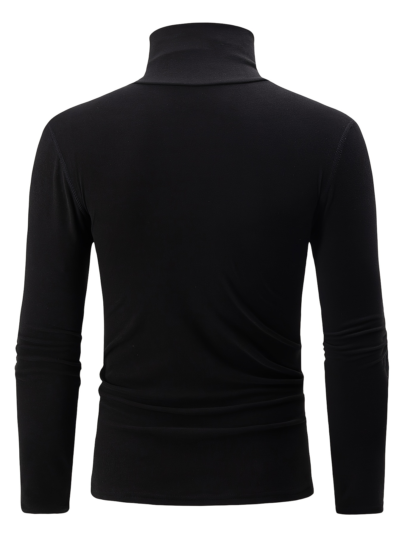 3pcs Men's Double-Sided Fleece Turtleneck Long Sleeve T-Shirts Tops