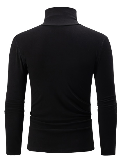 3pcs Men's Double-Sided Fleece Turtleneck Long Sleeve T-Shirts Tops