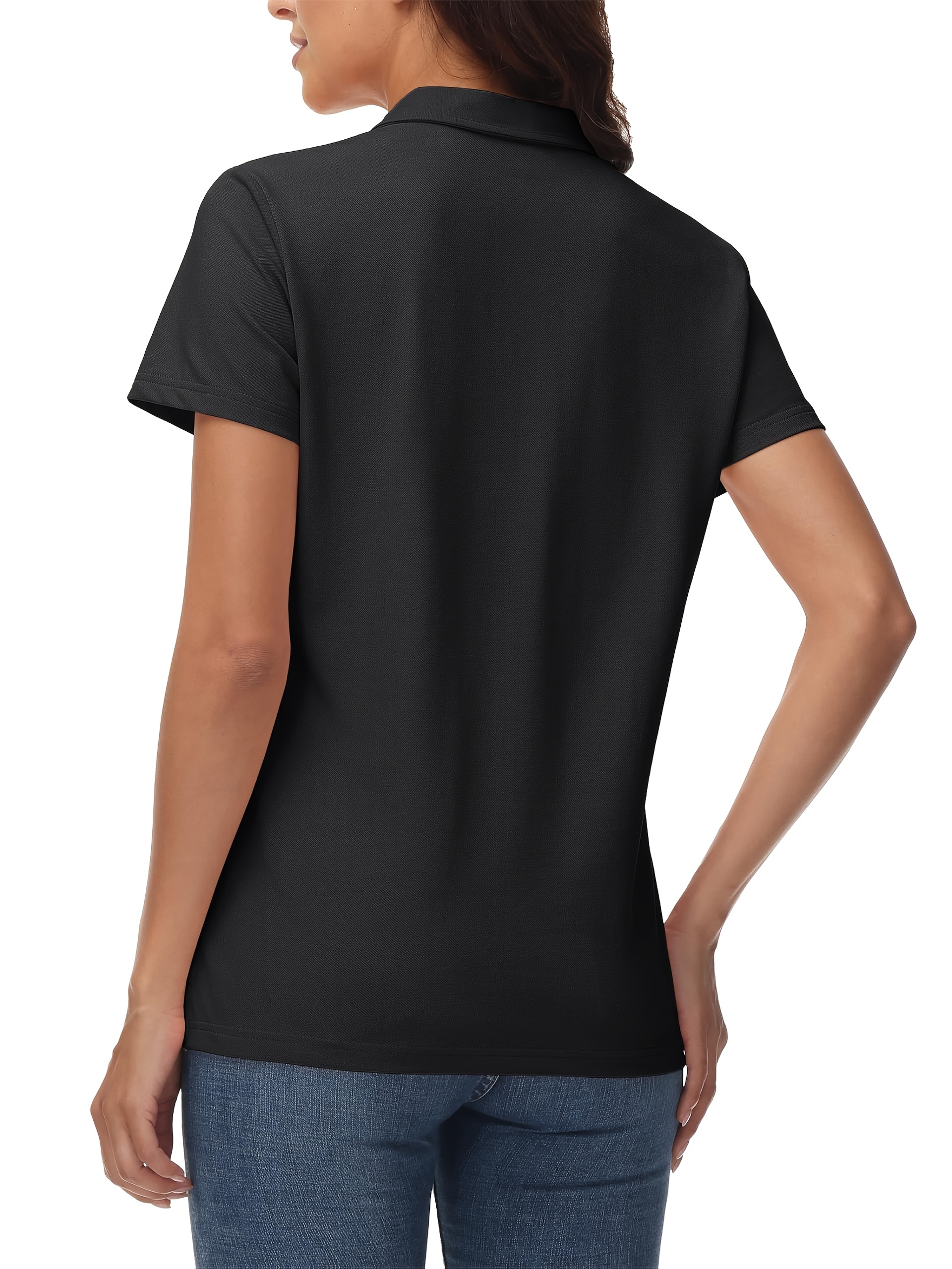 Women's Cotton Polo Shirt V-Neck Short Sleeve 