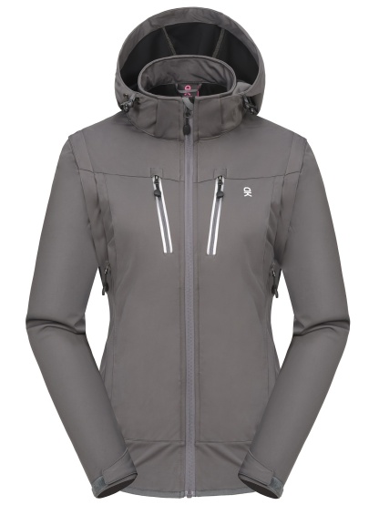 Women's Detachable Sleeve Softshell Hooded Jacket