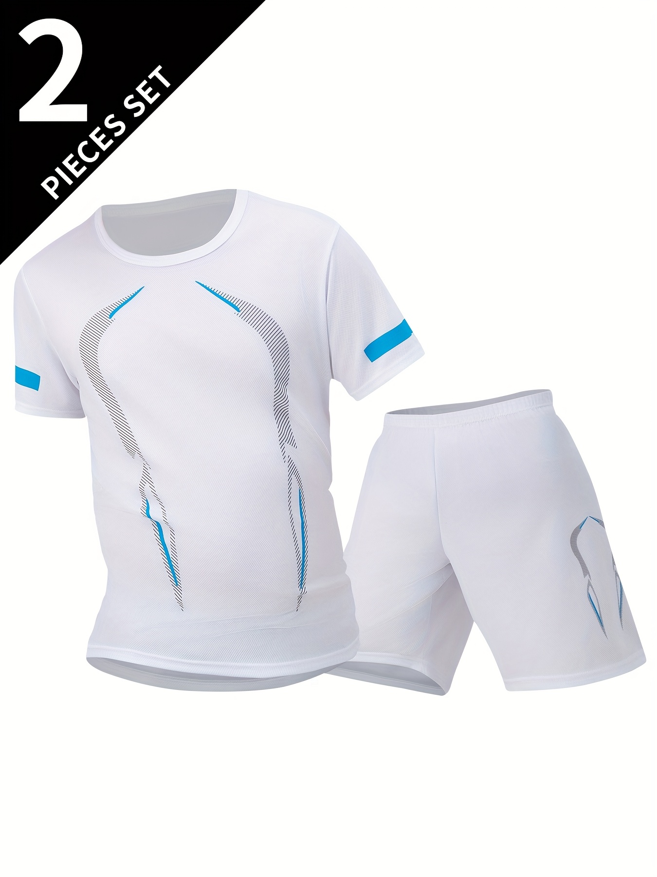 2-Pack Men' Summer Sports Short-Sleeved Suit 