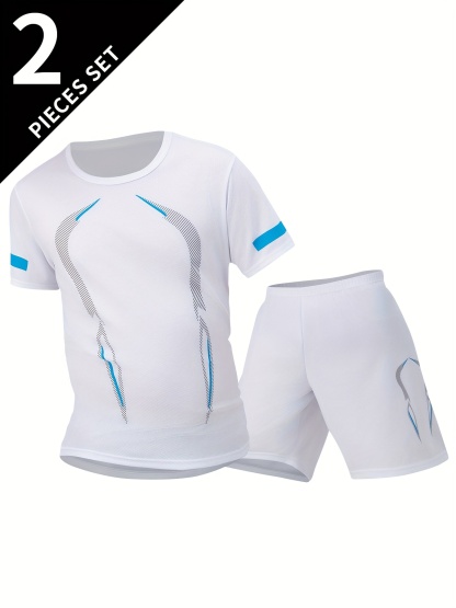 2-Pack Men' Summer Sports Short-Sleeved Suit 
