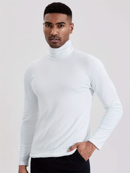 Men's Light Double Sided Fleece Turtleneck Long Sleeve Tops