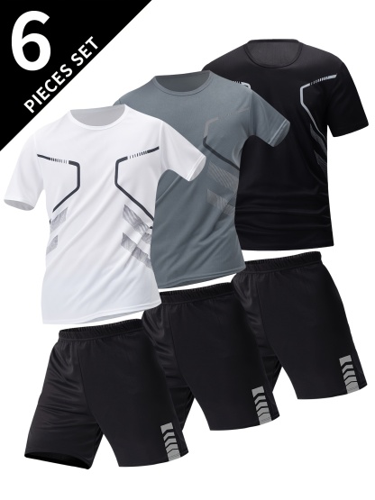 6pcs Men's Summer Short Sleeve Suit 