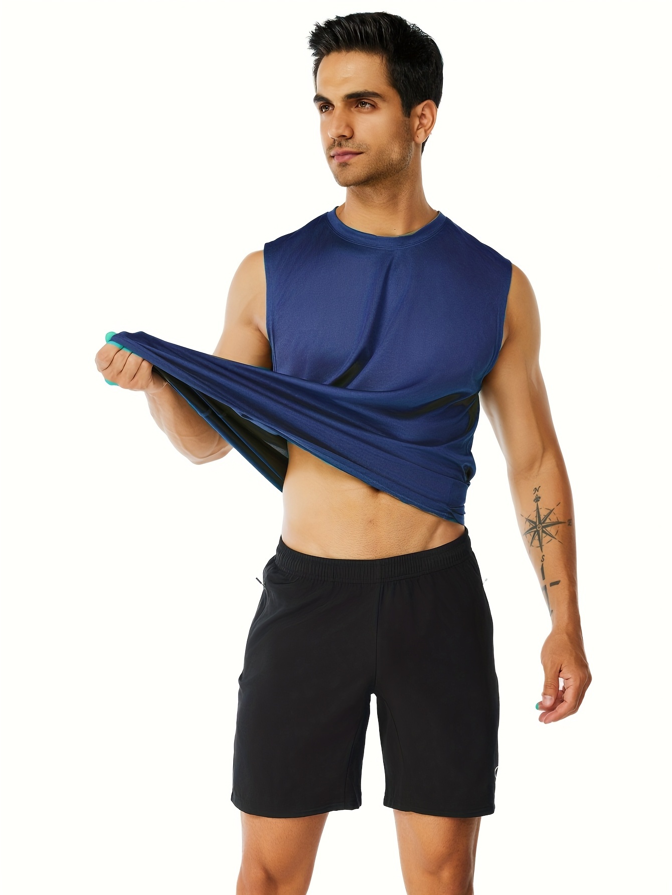 5pcs Men's Solid Quick-drying Breathable Lightweight Sleeveless Tank Top 