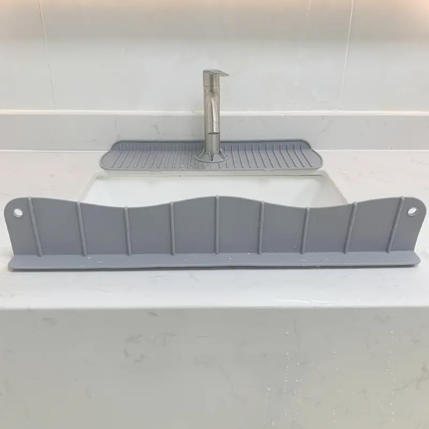 Food-grade silicone drain mat kitchen bathroom faucet splash-proof sink mat strip foldable