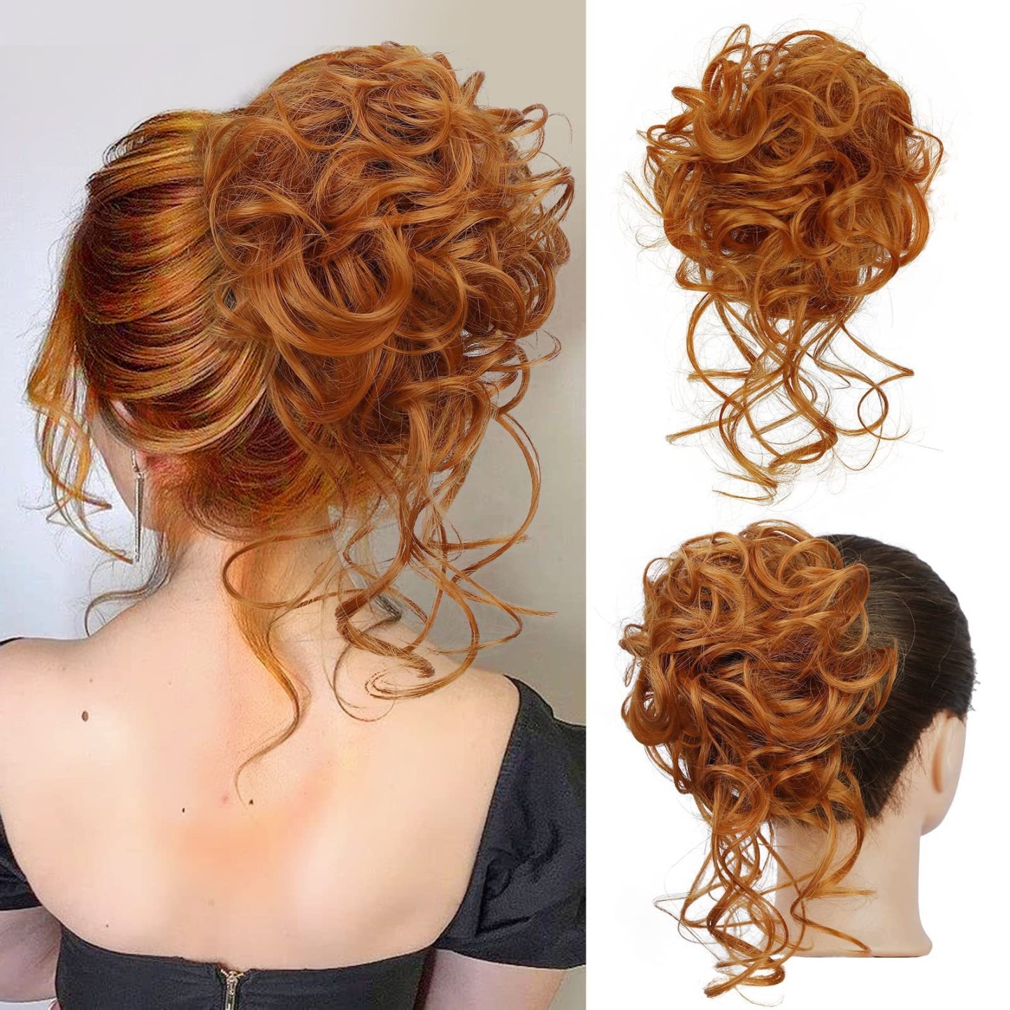 Messy Bun Hair Piece, Wavy Curly Chignon Ponytail Hairpiece for Daily Wear