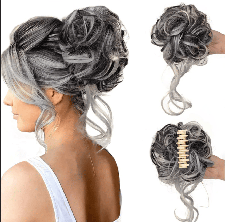 Messy Bun Hair Piece, Wavy Curly Chignon Ponytail Hairpiece for Daily Wear