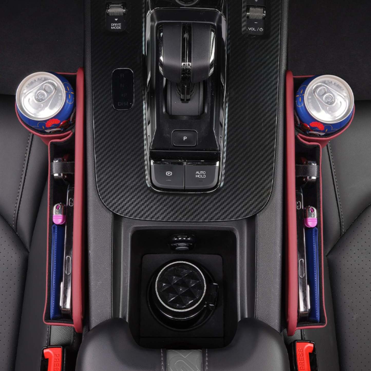 📣50% OFF Hot Sale! 🔥Exclusive Logo Leather Car Seat Storage Box With Water Cup Holder