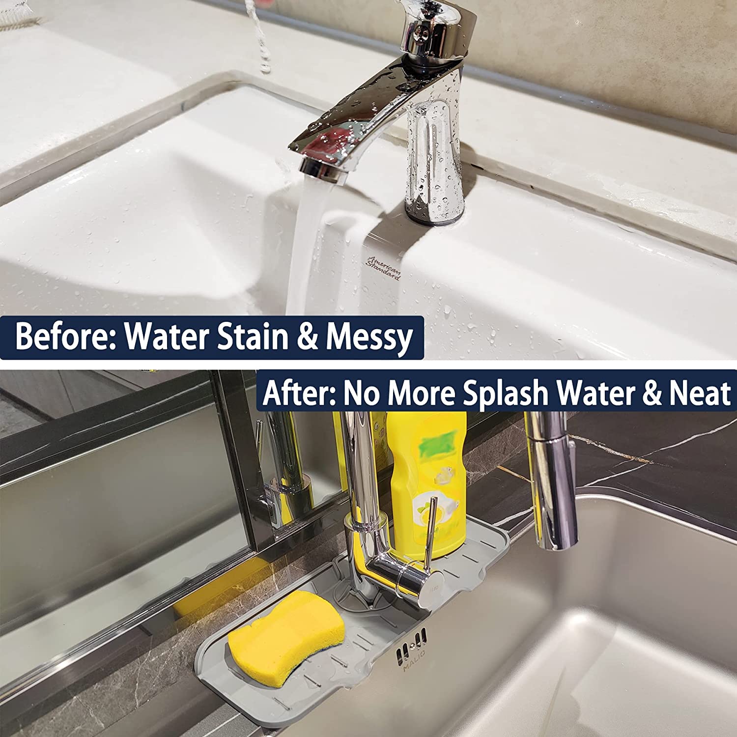 Food-grade silicone drain mat kitchen bathroom faucet splash-proof sink mat strip foldable