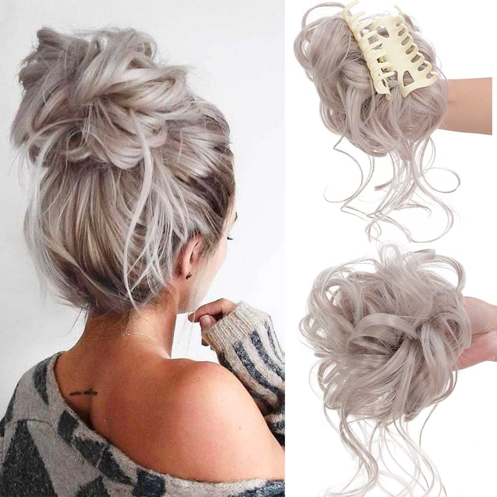 Messy Bun Hair Piece, Wavy Curly Chignon Ponytail Hairpiece for Daily Wear