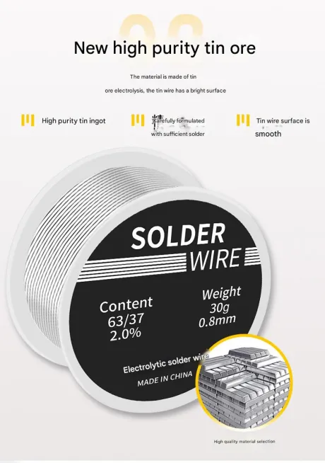 Low Temperature High Purity Rosin Core Solder Wire (30g Small Roll, 0.8mm)