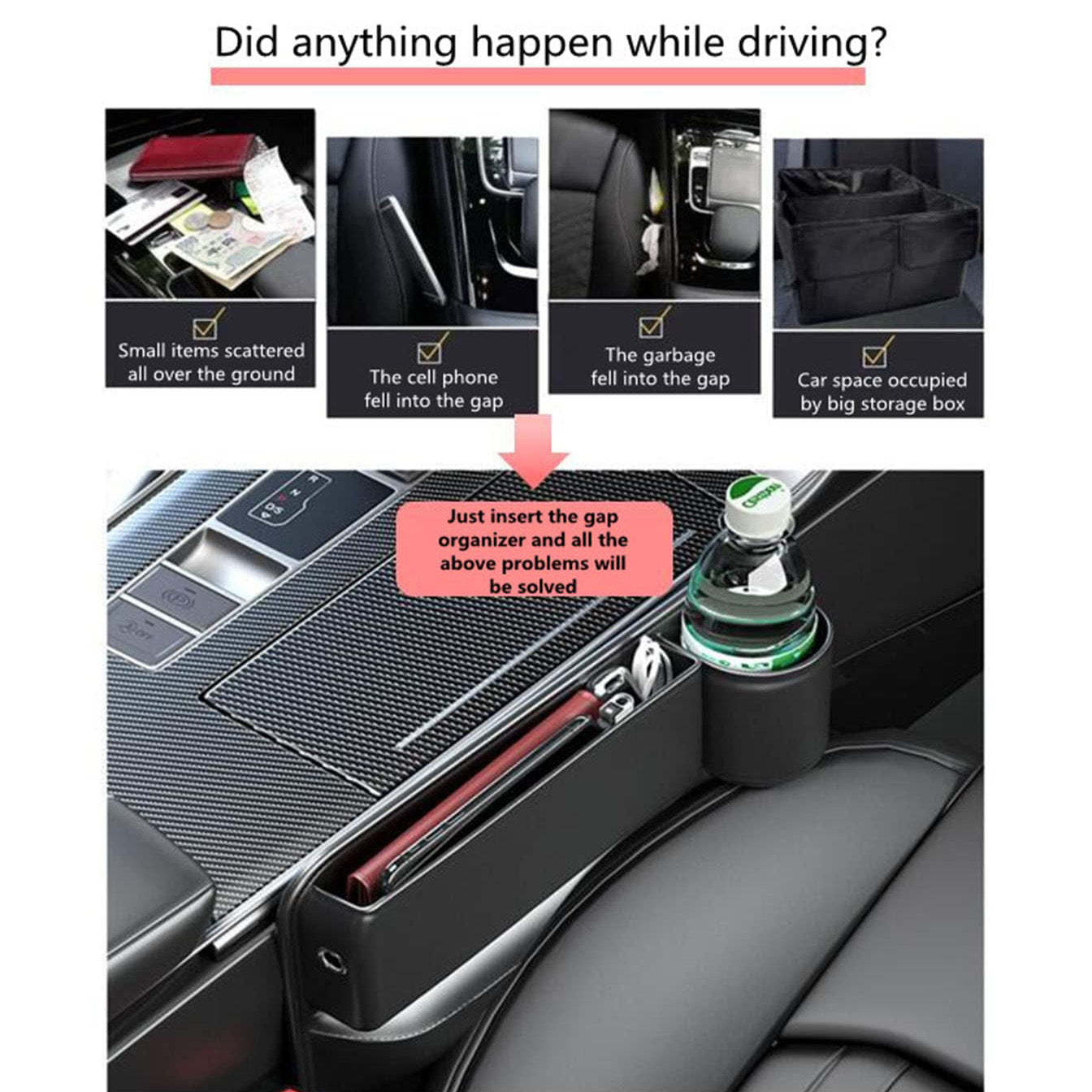 📣50% OFF Hot Sale! 🔥Exclusive Logo Leather Car Seat Storage Box With Water Cup Holder