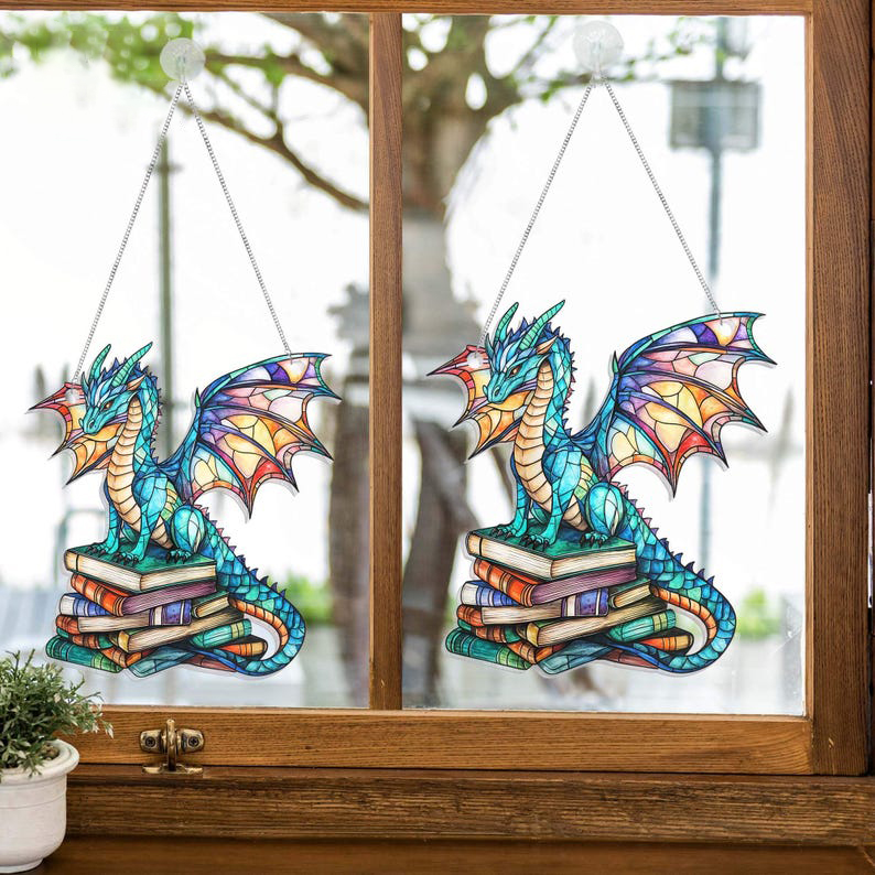 🔥🔥50% Off--Cute Book Dragon Suncatcher Ornament