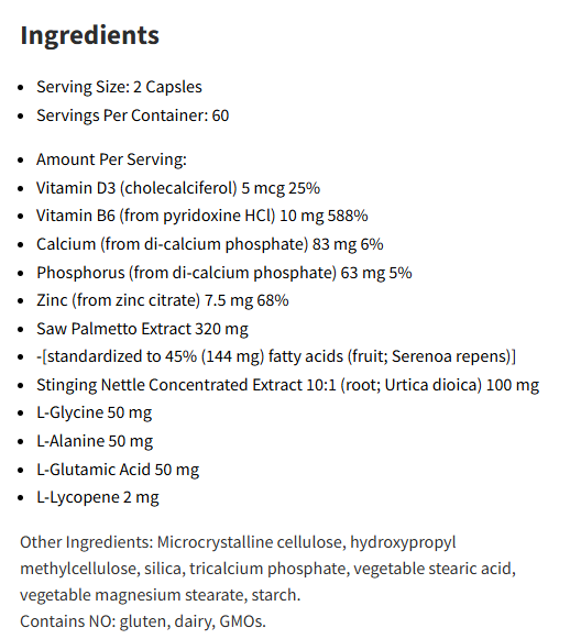 NutriDyn Prostate Support 120Capsules
