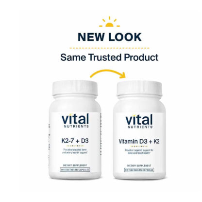 Vital Nutrients Vitamin D3 + K2 60Veg Capsules