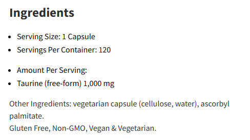  Pure Encapsulations Taurine 1,000 Mg 120Capsules