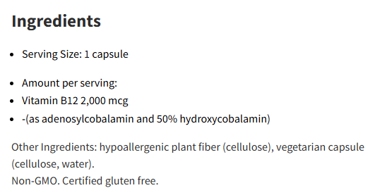 Pure Encapsulations Adenosyl/Hydroxy B12 90Capsules