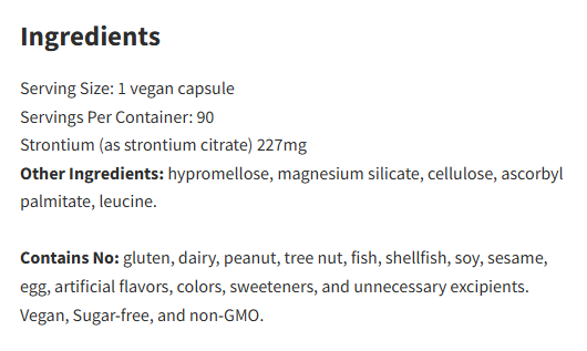 Vital Nutrients Strontium (citrate) 227 Mg 90Veg Capsules