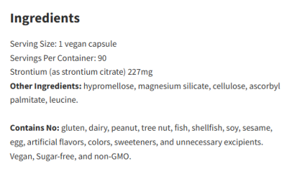 Vital Nutrients Strontium (citrate) 227 Mg 90Veg Capsules