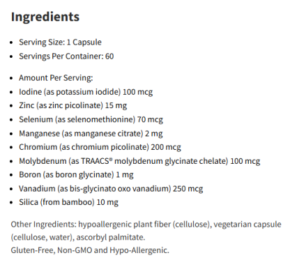 Pure Encapsulations Trace Minerals 60Capsules