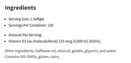 NutriDyn D3 5000 120Softgels