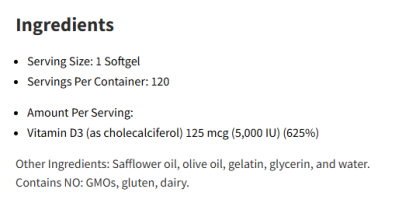 NutriDyn D3 5000 120Softgels