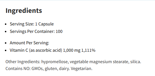 NutriDyn Vitamin C 1000  100Capsules