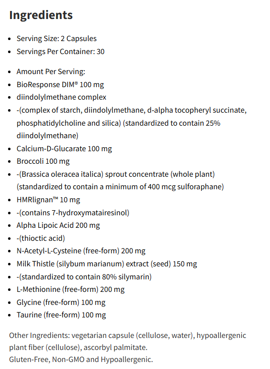 Pure Encapsulations DIM Detox 60Capsules