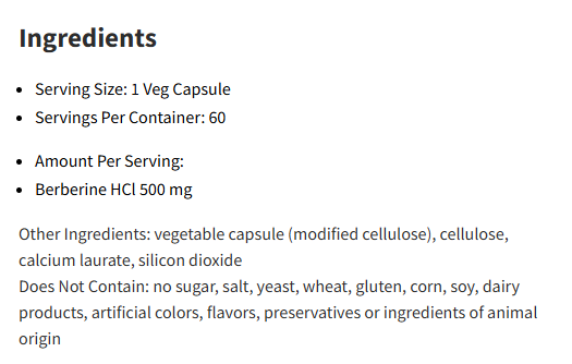 Integrative Therapeutics Berberine 60Veg Capsules